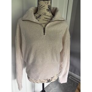 1/4 Zip Sweater Size Large Foldover collar cream Soft Universal Thread